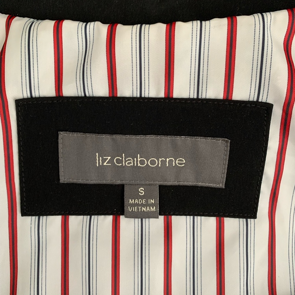 NWOT LIZ CLAIBORNE black hooded A-line trench coat 😍 - Picture 8 of 12